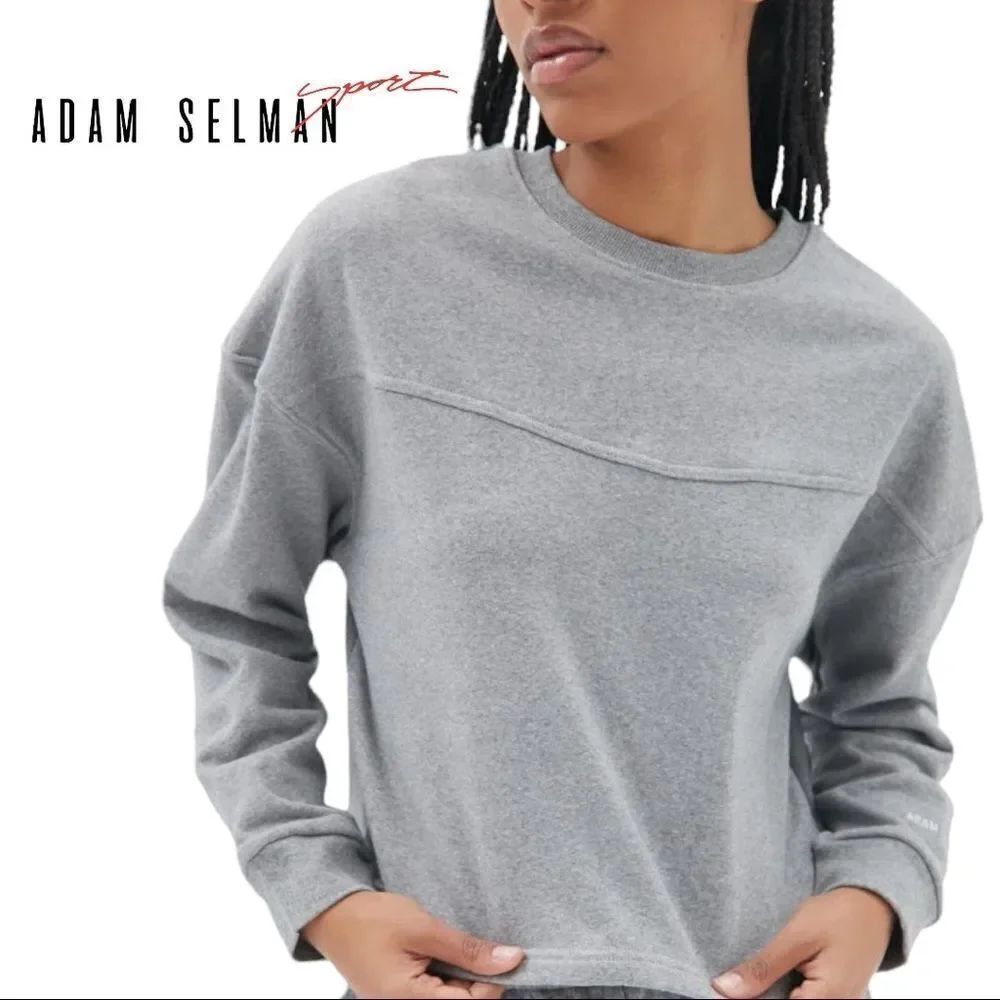 NEW Adam Selman Sport Grey Boxy Pullover Sweatshirt L